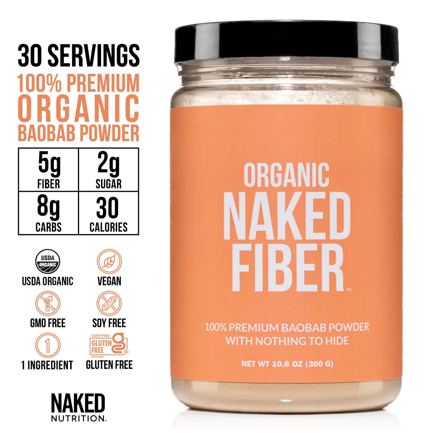 Naked Nutrition Naked Fiber Organic Baobab Powder Fiber Supplement Naked NutritionBuy Supplements Australia