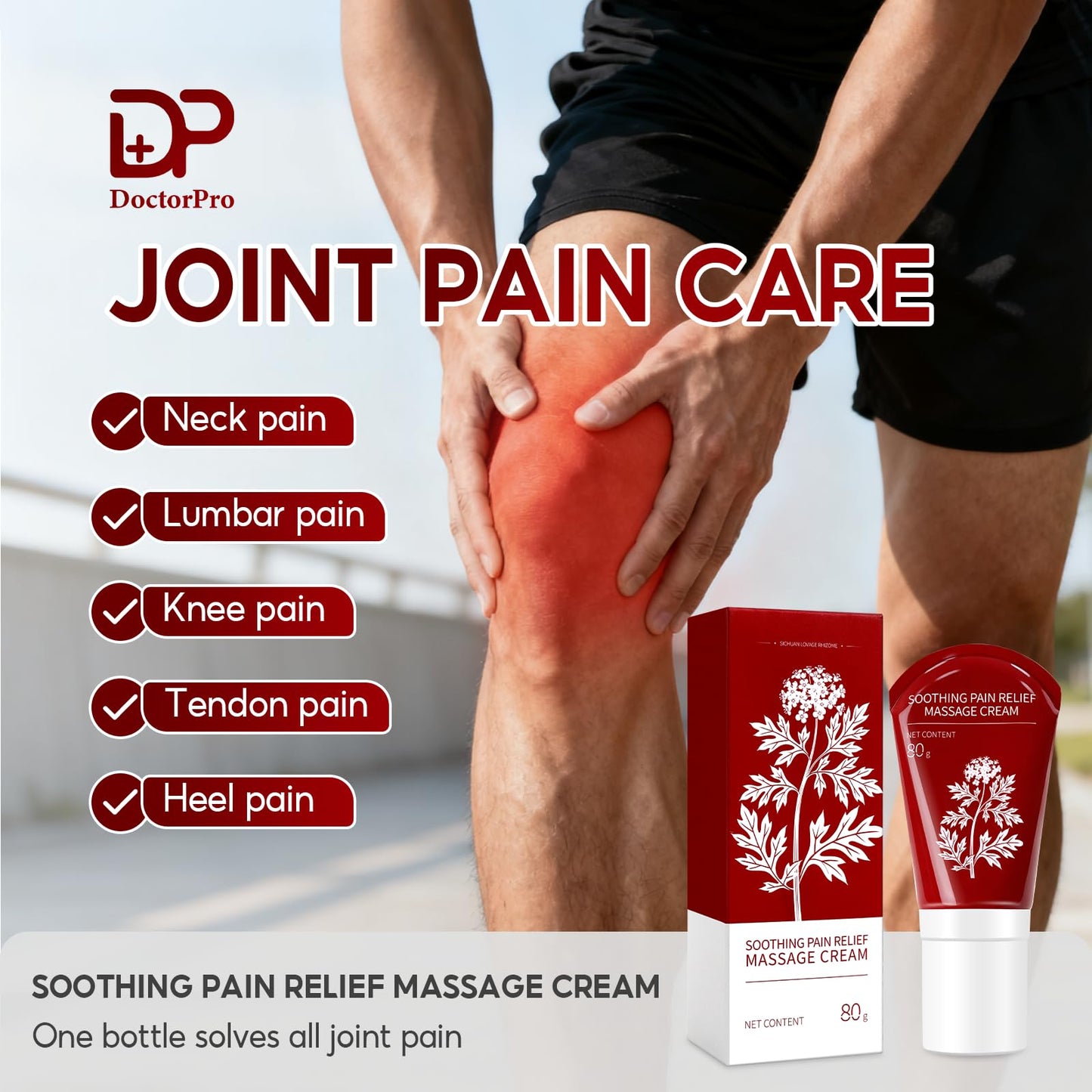DoctorPro Soothing Massage Cream 80g Joint Relief Roll Muscle Comfort Non-Greasy Refreshing Formula for Knees, Lumbar, Neck, Back,Shoulders, Hands, and Feet, Menthol Gel DoctorProBuy Supplements Australia