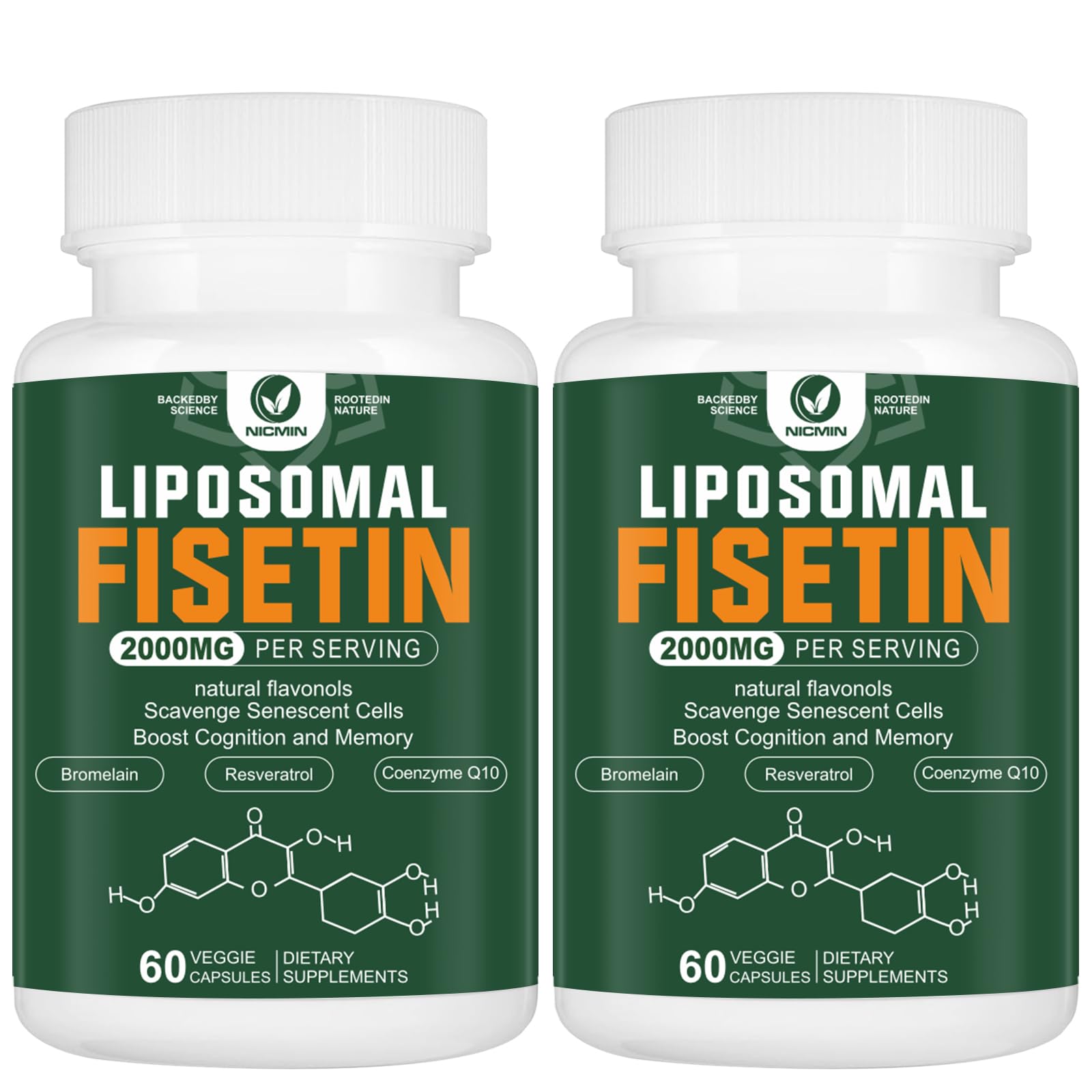 Liposomal Fisetin Supplement, 2000MG, 98% Pure Fisetin Polyphenols Antioxidants, with Quercetin, TMG and Resveratrol, for Healthy Aging, Cognitive Support, 120 Capsules NICMINBuy Supplements Australia