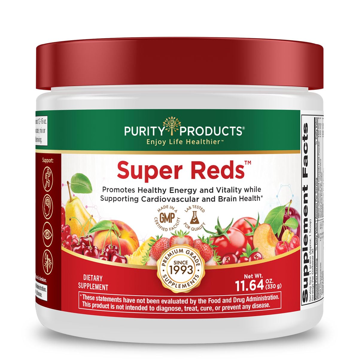 Purity Products Super Reds Powder Phytonutrient Superfood Drink Mix w/FloraGLO Lutein - Phytonutrient Blend containing Polyphenols, Antioxidants & More - 330 Grams - 30 Day Supply Purity ProductsBuy Supplements Australia