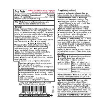 GeriCare Enteric Coated Aspirin Tablets 325mg (200 Count) NSAID Pain Reliever & Fever Reducer for Adults- Regular Strength Aspirin for Headache Arthritis Menstrual & Muscle Pain GeriCareBuy Supplements Australia