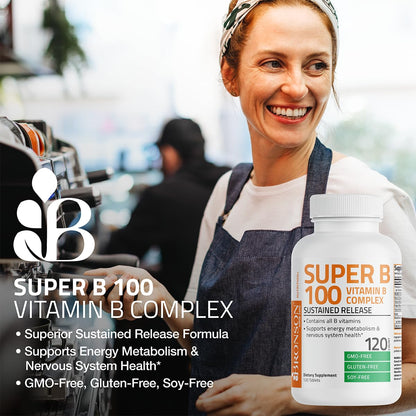 Bronson Super B 100 Vitamin B Complex Sustained Release Contains All B Vitamins BronsonBuy Supplements Australia