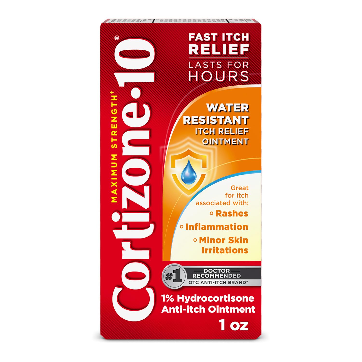 Cortizone-10 Maximum Strength Water Resistant Itch Relief Ointment, 1% Hydrocortisone, Fast-Acting, Anti-Itch Cream for Bug Bites, Rash, Eczema, Psoriasis, Poison Ivy, Oak, Sumac & More, 1 oz Cortizone 10Buy Supplements Australia