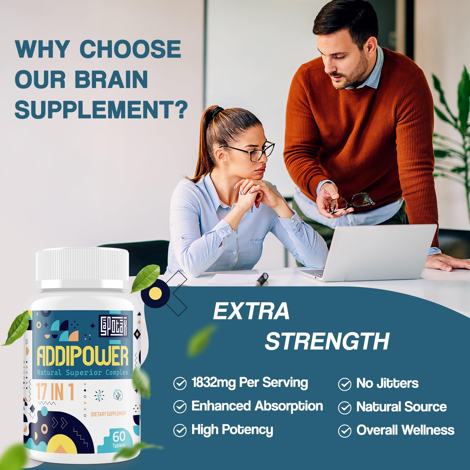 17-in-1 Brain Supplement for Memory and Focus | Nootropic Brain Supplement for Mental Clarity, Concentration, Alertness | Natural Nootropics with Herbal Extracts, Vitamins & Amino Acids (60 Tablets) SapotaxBuy Supplements Australia