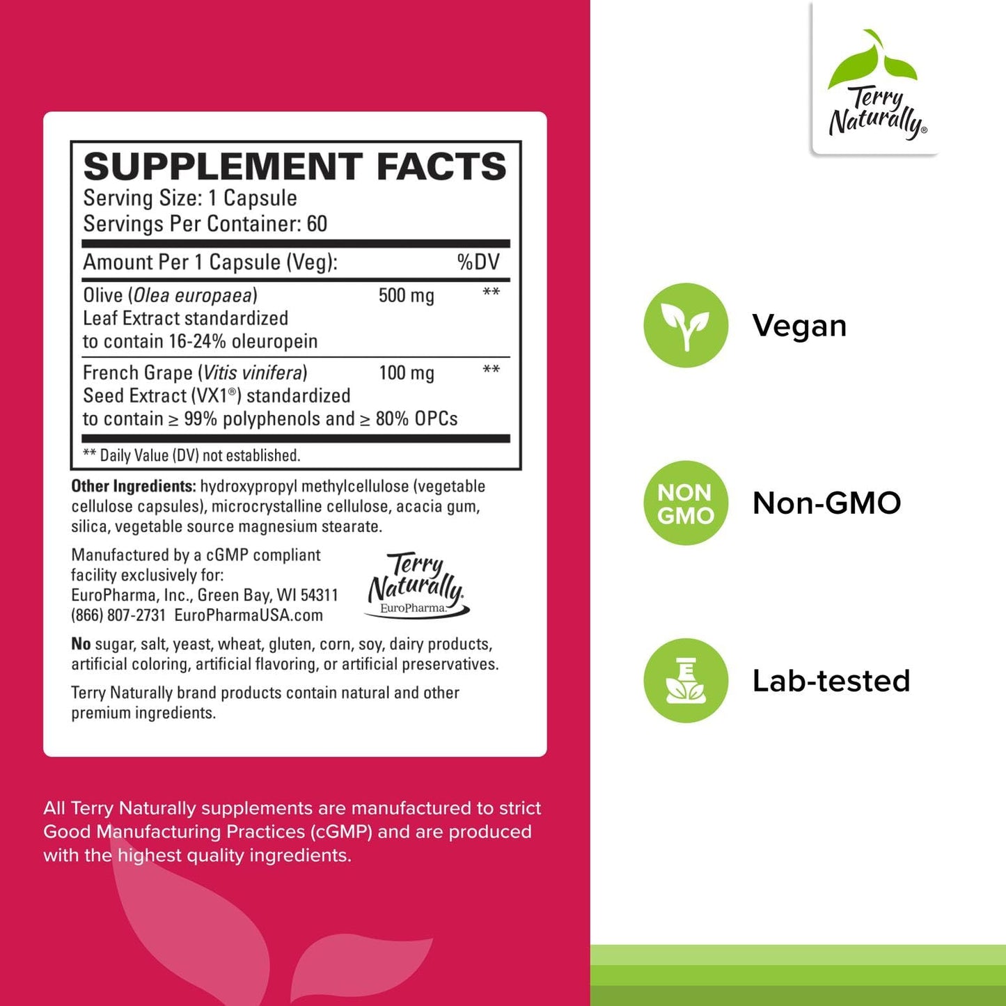 Terry Naturally Blood Pressure Health - Healthy Blood Flow & Circulation Support Supplement - Heart Health Supplement with Antioxidants - Cardiovascular Support - 60 Capsules Terry NaturallyBuy Supplements Australia