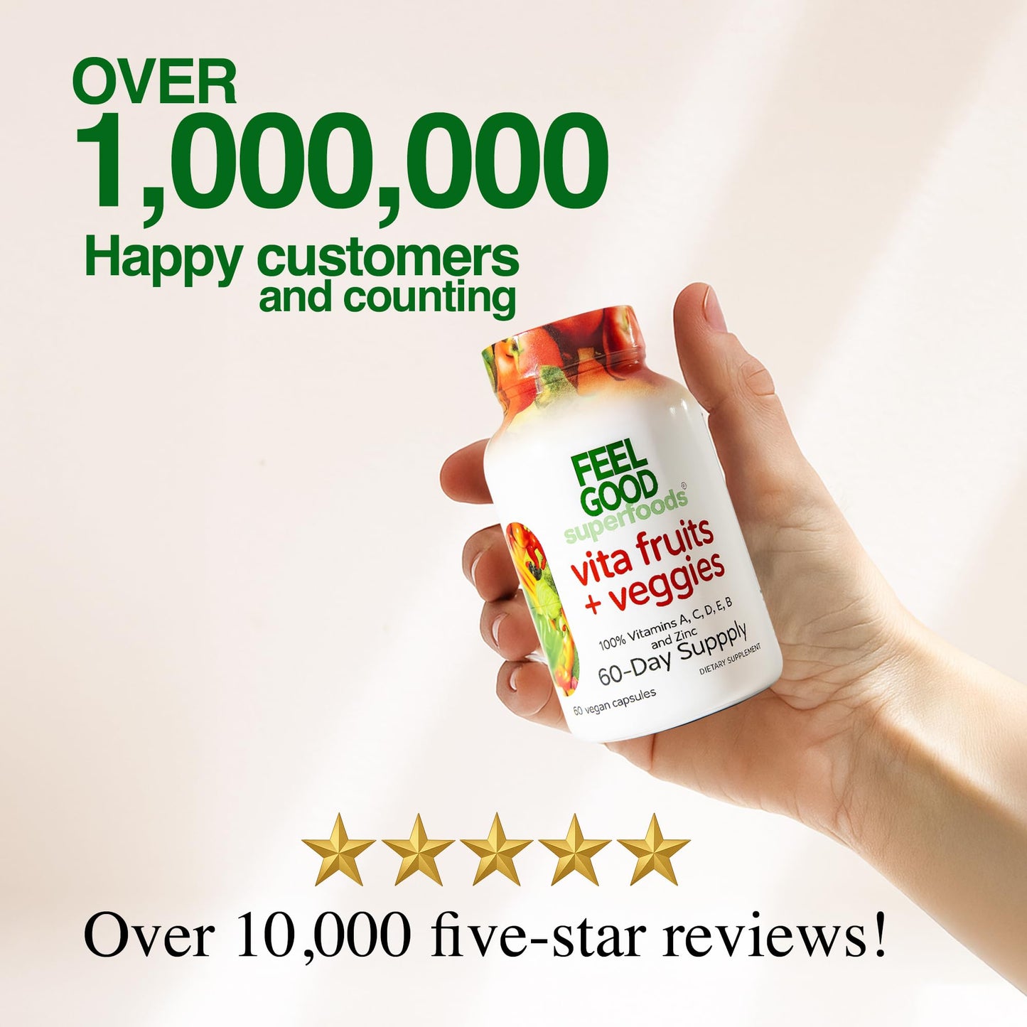 FeelGood Superfoods 1000mg Immune Support Capsules Made with 25 Organic Fruits and Vegetables, Strong Immunity Boosters with Vitamins A, C, D3, and Zinc, 60 Count FeelGood SuperfoodsBuy Supplements Australia
