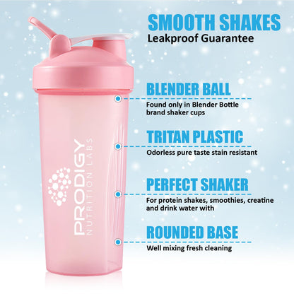 Protein Shaker 20oz Large Shaker Bottle Perfect for Workout Supplements, Protein powder, Sports drinks, BCAA'S, Meal Replacement, BPA Free, Fitness Enthusiasts Athletes - Pink