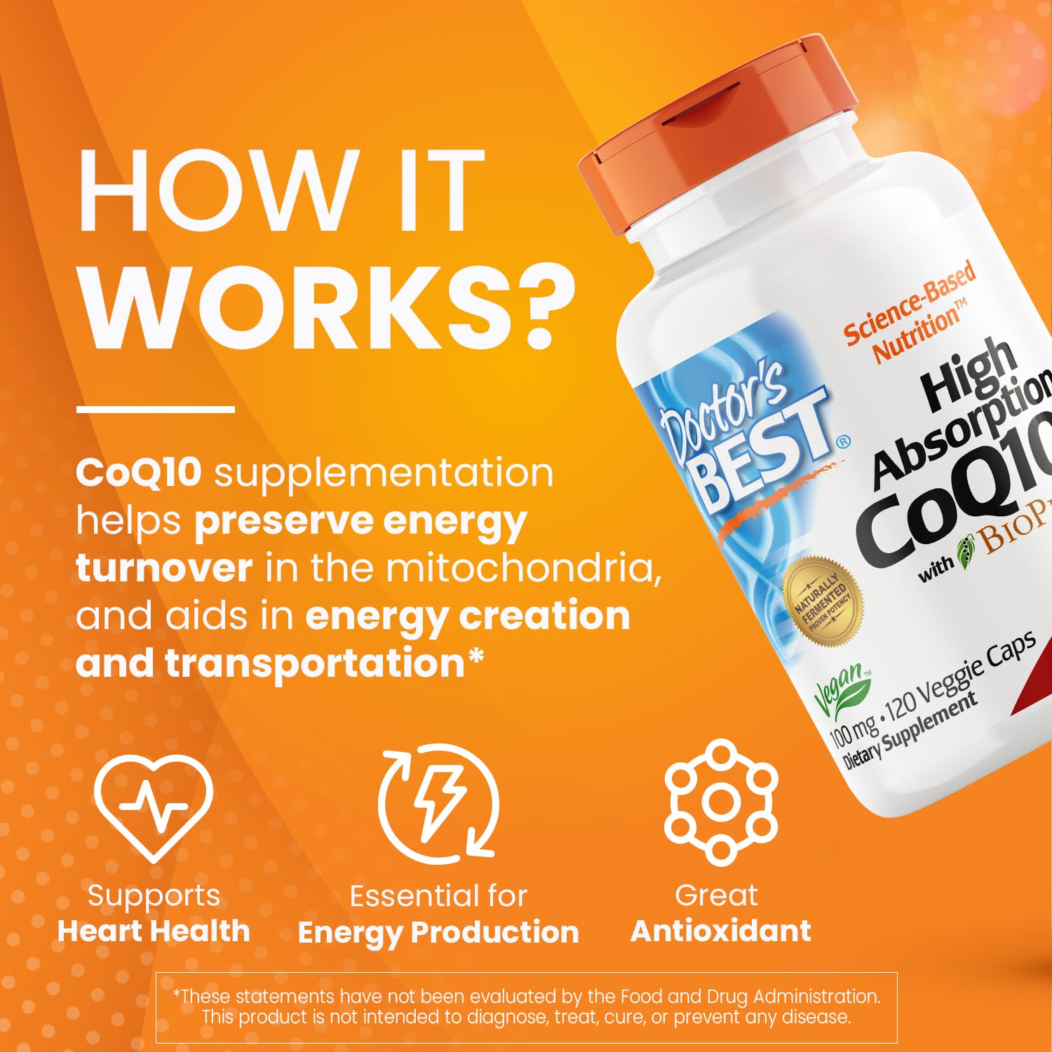 Doctor's Best High Absorption CoQ10 with Bioperine, Heart Health & Energy Production Doctor's BESTBuy Supplements Australia