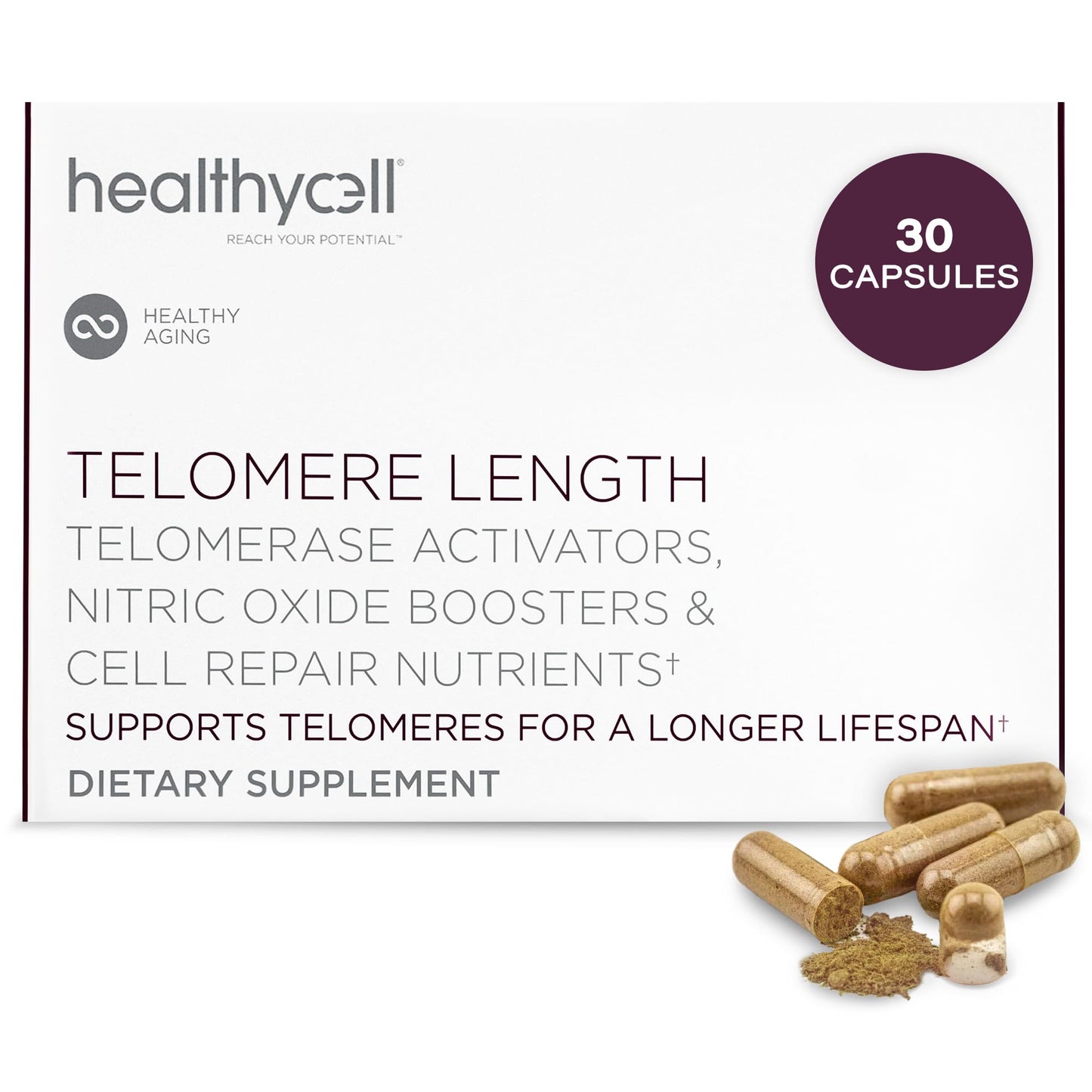 Healthycell Telomere Length Supplement - Anti-Aging Telomere Lengthening Supplements with Phytonutrients & Vitamins for Cellular Health - AC-11, Astragalus & Resveratrol - 30 Capsules HealthycellBuy Supplements Australia