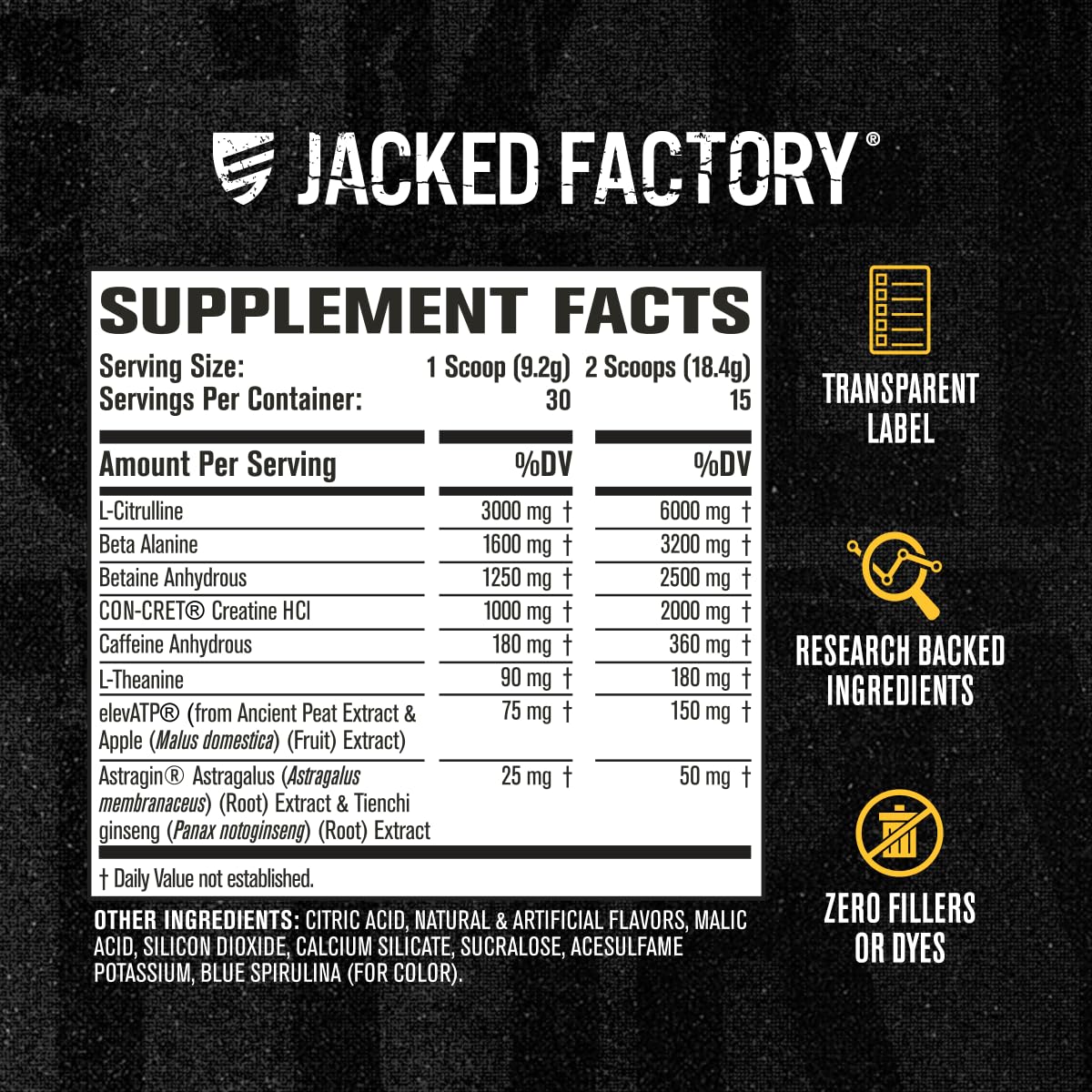 Jacked Factory Nitrosurge Build Pre Workout with Creatine for Muscle Building - Con Cret Creatine Powder & elevATP for Intense Energy, Powerful Pump,