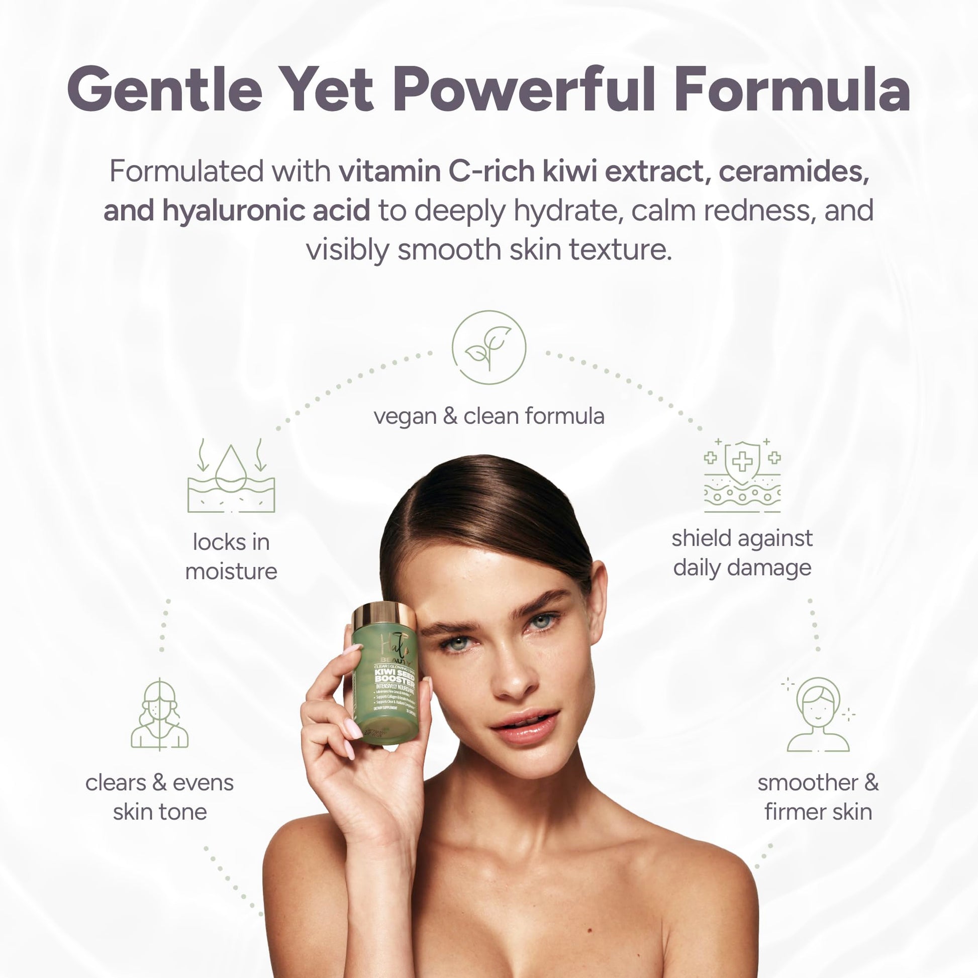 Halo Beauty Kiwi Seed Booster Skin Supplement Refill Pack | Anti-Aging Hydration & Glowing Skin Support with Kiwi Seed, Vitamin C, D3 & Zinc | Vegan Collagen Support Capsules | 1-Month Supply Halo BeautyBuy Supplements Australia
