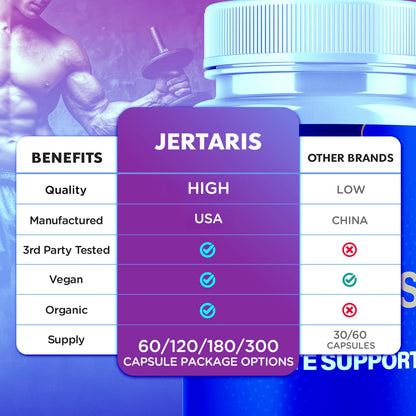 Jertaris Capsules, Official Jertaris Support Pills for men with All Natural Ingredients, Advanced Formula for Optimal Health & Wellness Support with Premium Vitamins for Active Lifestyle (60 Capsules) MJOBuy Supplements Australia