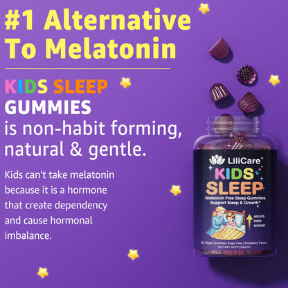 Kids Sleep Gummies - Magnesium Glycinate Gummies, Melatonin Free Sleep Aid | Magnesium, Calcium, D3, B6, L Theanine