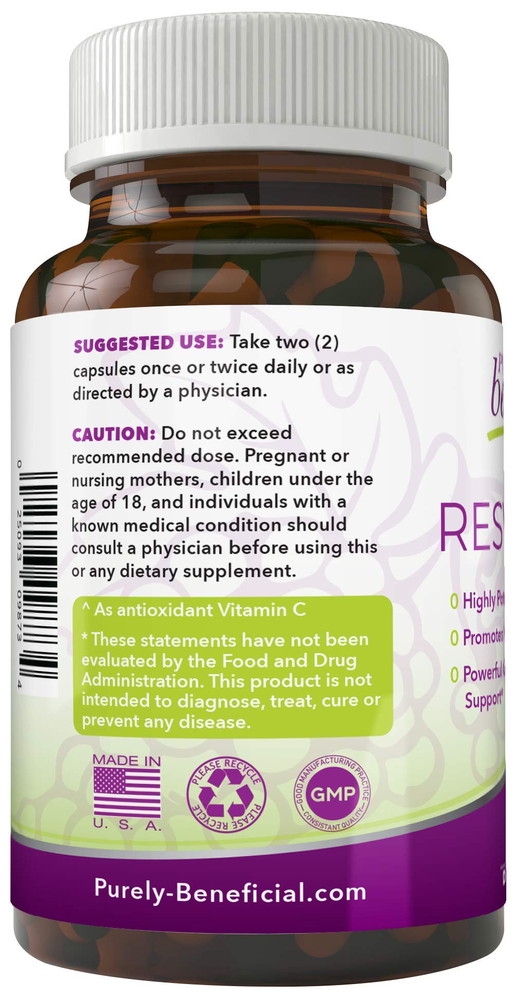 PURELY beneficial RESVERATROL1450-90day Supply, 1450mg per Serving of Potent Antioxidants PURELY beneficialBuy Supplements Australia