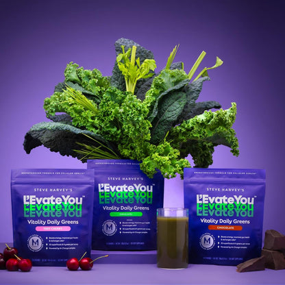L'Evate You Vitality Daily Greens Powder (28 Servings) 30 Superfoods, 9 Greens - for a Cellular Energy Boost, Powered by M-Charge Complex for All Day Energy (Tart Cherry) Steve Harvey's L'Evate YouBuy Supplements Australia