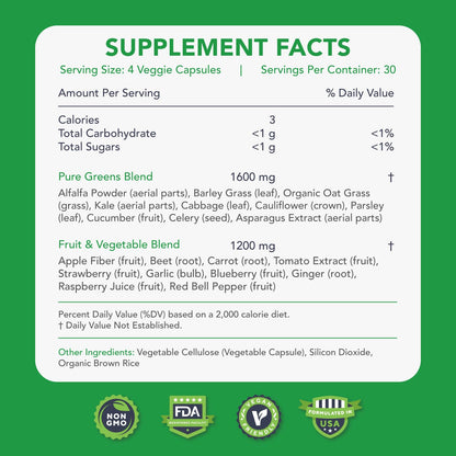 KaraMD Pure Nature | Greens, Fruit and Veggies Supplement | Vitamins, Fiber & Antioxidants | 20 Fruits and Vegetables Supplements for Energy & Digestion | Gluten Free & Vegan Friendly (30 Servings) KaraMDBuy Supplements Australia
