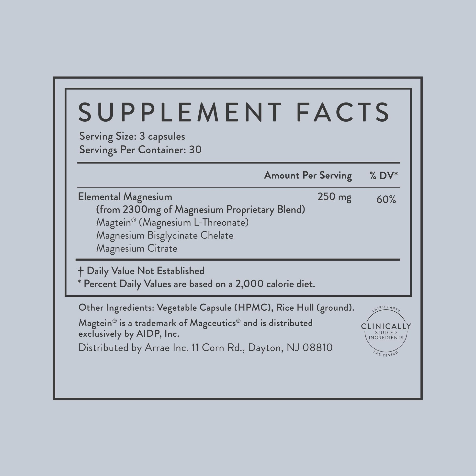 Arrae Magnesium Supplement, Magnesium Glycinate, Citrate & L-threonate, 250 mg, Support Mood, Sleep, Nerves, and Muscles,90 Capsules ArraeBuy Supplements Australia
