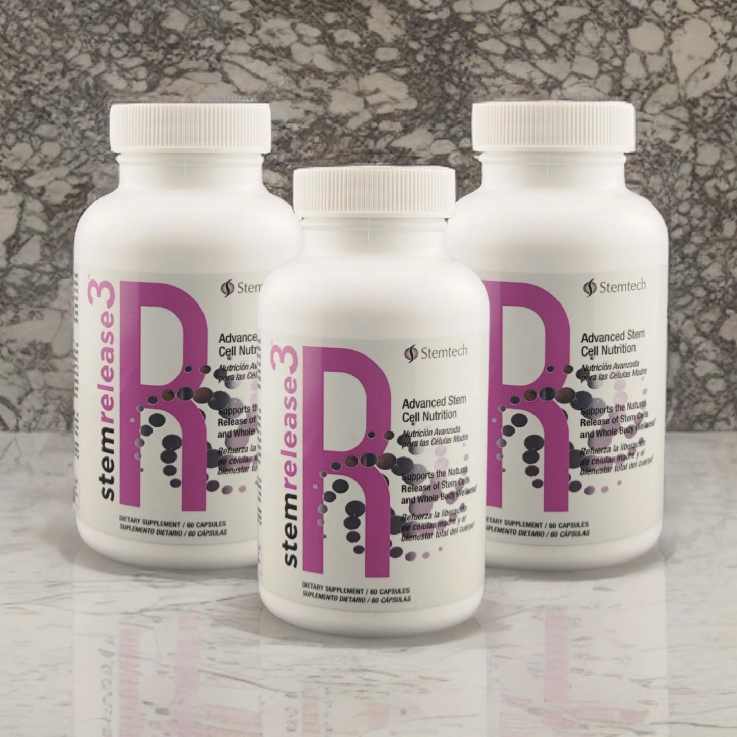 Stemtech Stemrelease3™ Cutting-Edge Stem Cell Nutrition for Natural Renewal and Youthful Vitality, Exclusive Blend for Enhanced Telomere Health 60 Capsules (3 Pack) StemTechBuy Supplements Australia