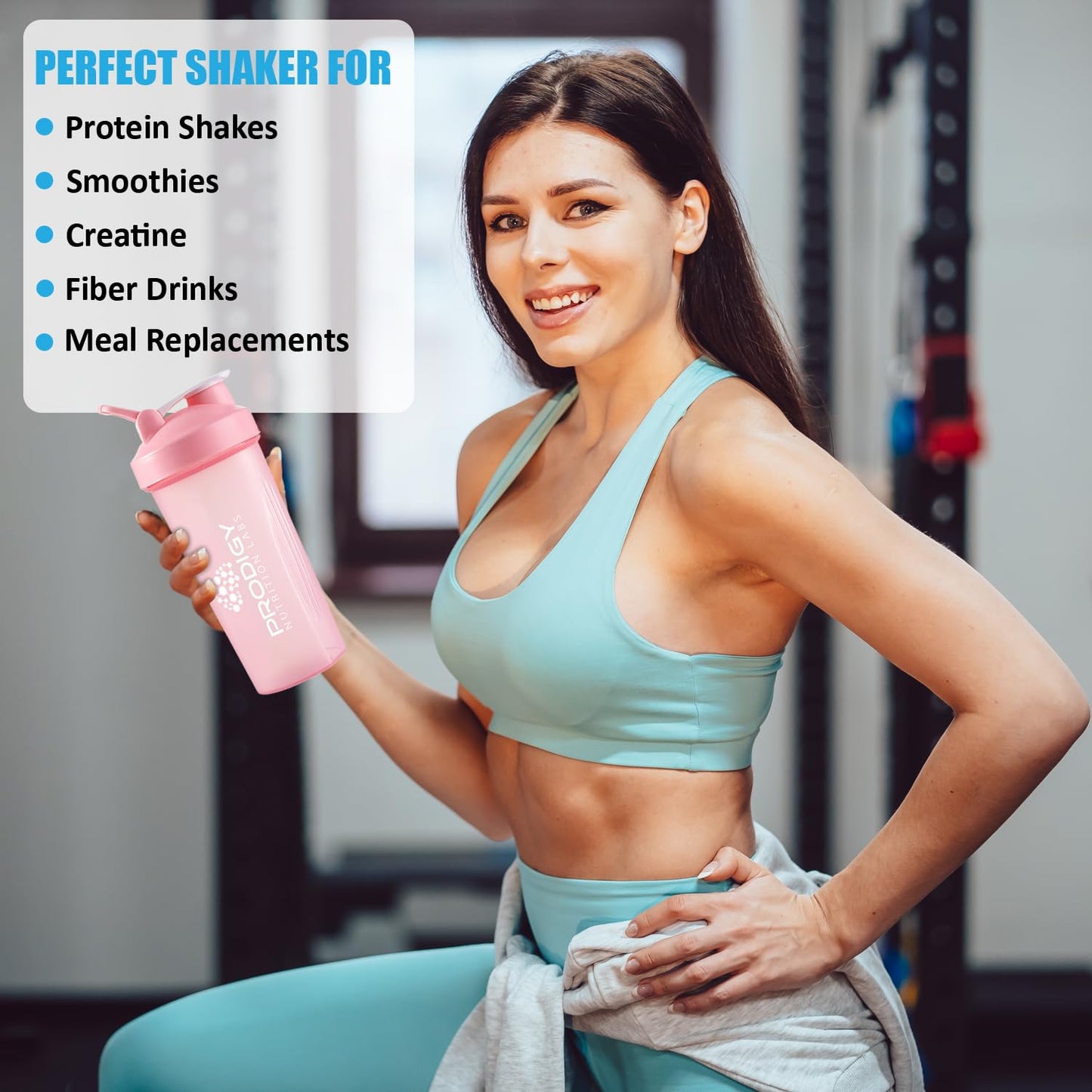 Protein Shaker 20oz Large Shaker Bottle Perfect for Workout Supplements, Protein powder, Sports drinks, BCAA'S, Meal Replacement, BPA Free, Fitness Enthusiasts Athletes - Pink