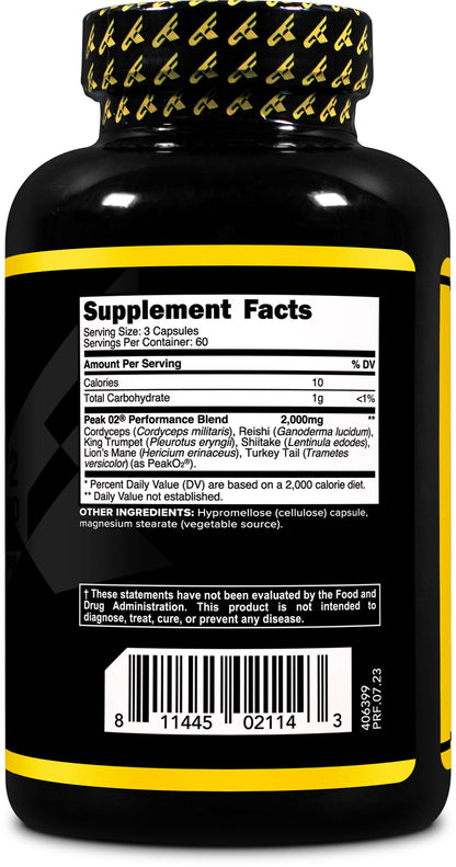 Primaforce Peak O2 Performance Mushroom Powered Oxygen Absorption Booster (180 Capsules) (2,000 mg Per Serving, 60 Servings) - Athletic Performance Supplement, Ultimate Mushroom Blend PrimaforceBuy Supplements Australia