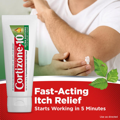 Cortizone-10 Maximum Strength Ultra Soothing Itch Relief Cream, 1% Hydrocortisone, Fast-Acting, Anti-Itch Cream for Bug Bites, Rash, Eczema, Psoriasis, Poison Ivy, Oak, Sumac & More, 2 oz Cortizone 10Buy Supplements Australia