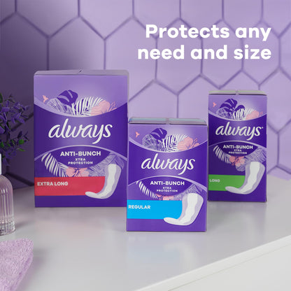 Always Anti-Bunch Xtra Protection Daily Liners, Regular Length, Unscented, 34 Count x 4 AlwaysBuy Supplements Australia