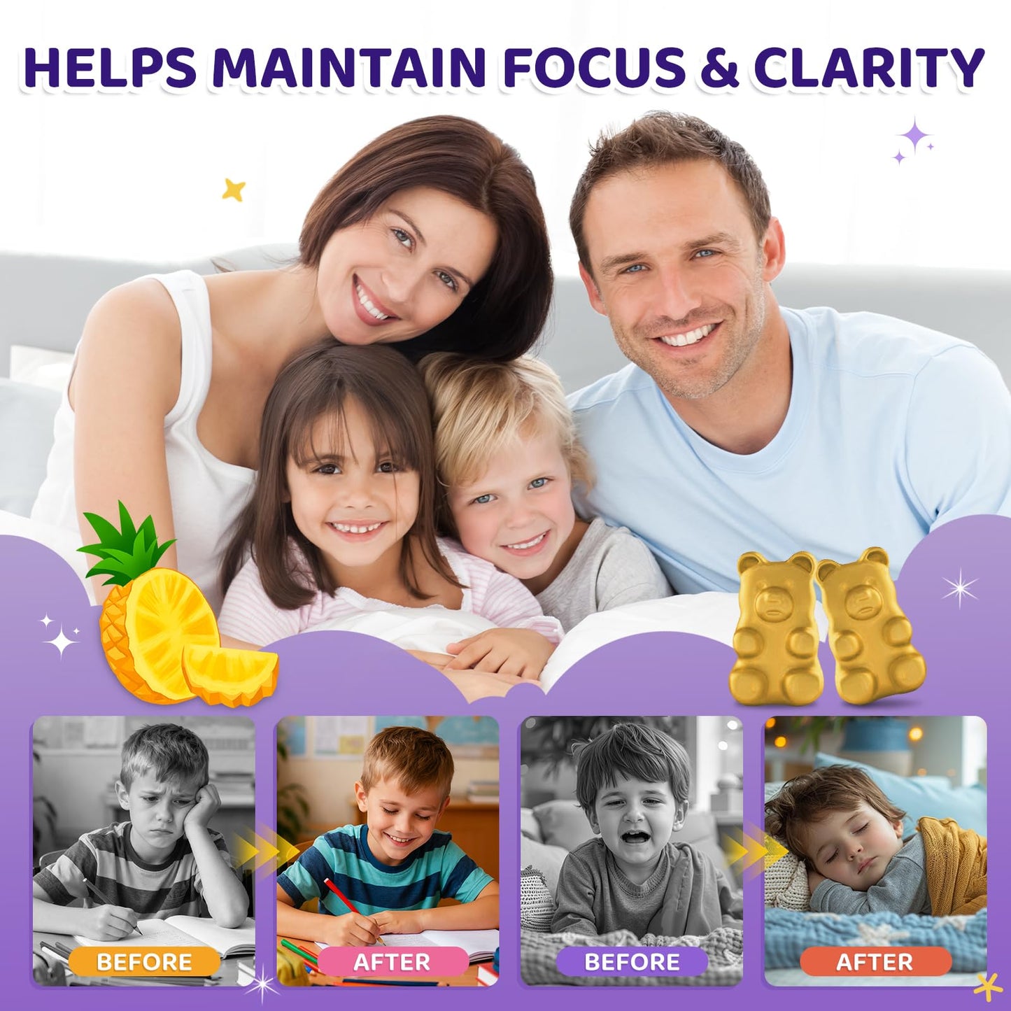 Saffron Gummies for Kids & Adults, 20-in-1 Saffron Supplements with 88.5mg Saffron Extract, B6, B12, C, D3, Magnesium for Calm, Focus, Nerve, Sugar Free, Vegan, Non-GMO - Pineapple Flavor, 60 Counts CFILIHTCBuy Supplements Australia
