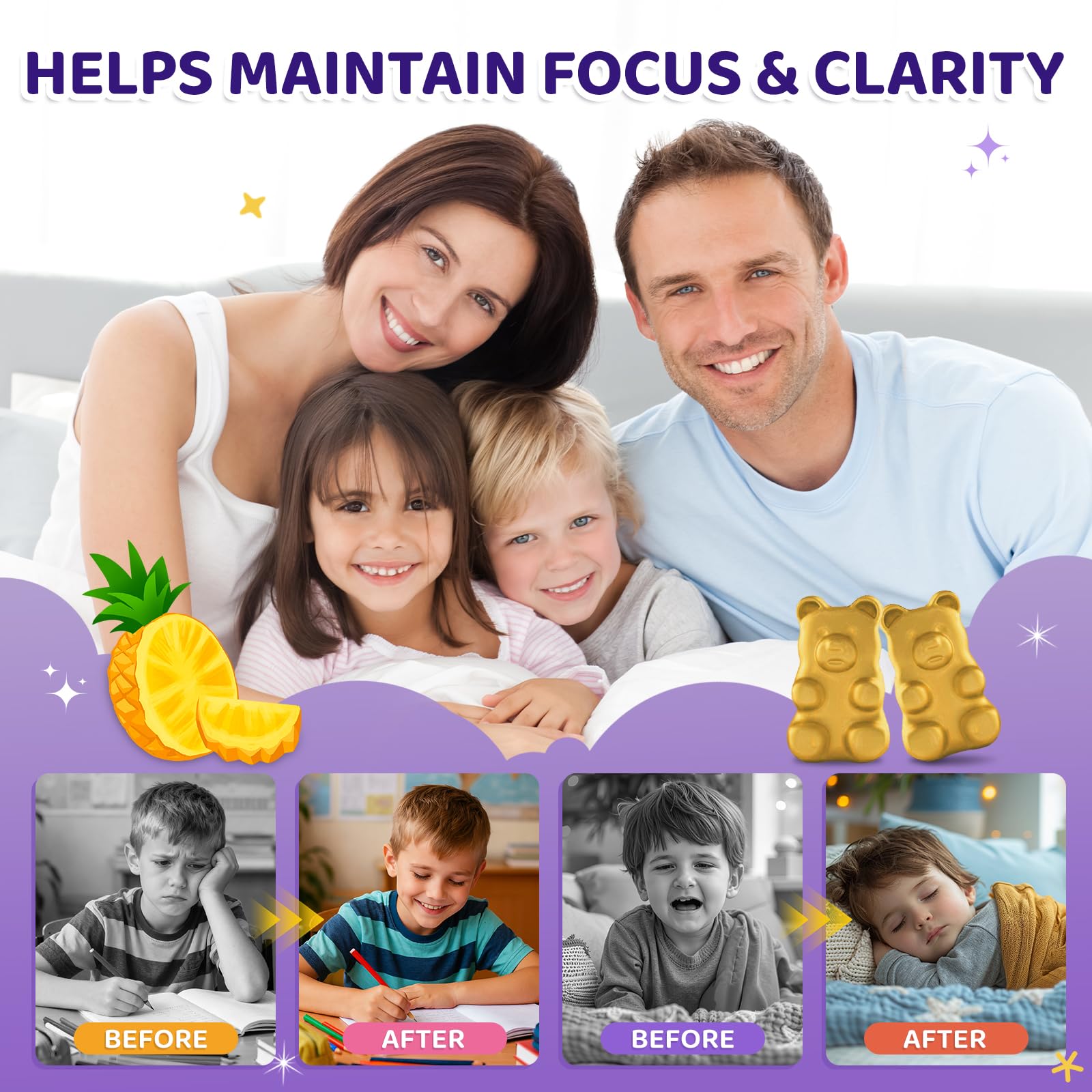 Saffron Gummies for Kids & Adults, 20-in-1 Saffron Supplements with 88.5mg Saffron Extract, B6, B12, C, D3, Magnesium for Calm, Focus, Nerve, Sugar Free, Vegan, Non-GMO - Pineapple Flavor, 60 Counts CFILIHTCBuy Supplements Australia