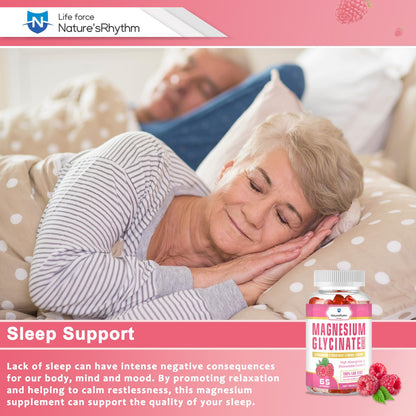 Nature‘s Rhythm Magnesium Gummies 500mg - 65 Ct | Magnesium Glycinate Supplements for Relaxation, Stress Relief, and Sleep for Adults & Kids Tasty and Tangy Raspberry Flavor Nature'sRhythmBuy Supplements Australia