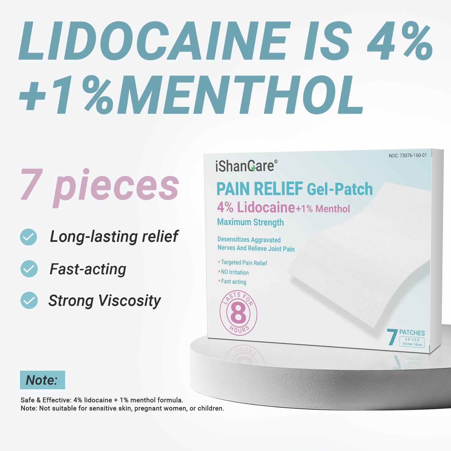 ishancare Lidocaine 4% + Menthol 1% Patches 14Count Fast Acting Maximum Strength Back Neck, Shoulders, Knees, Elbows Pain Relief - Temporary Nerve & Joint Pain Solution ishancareBuy Supplements Australia