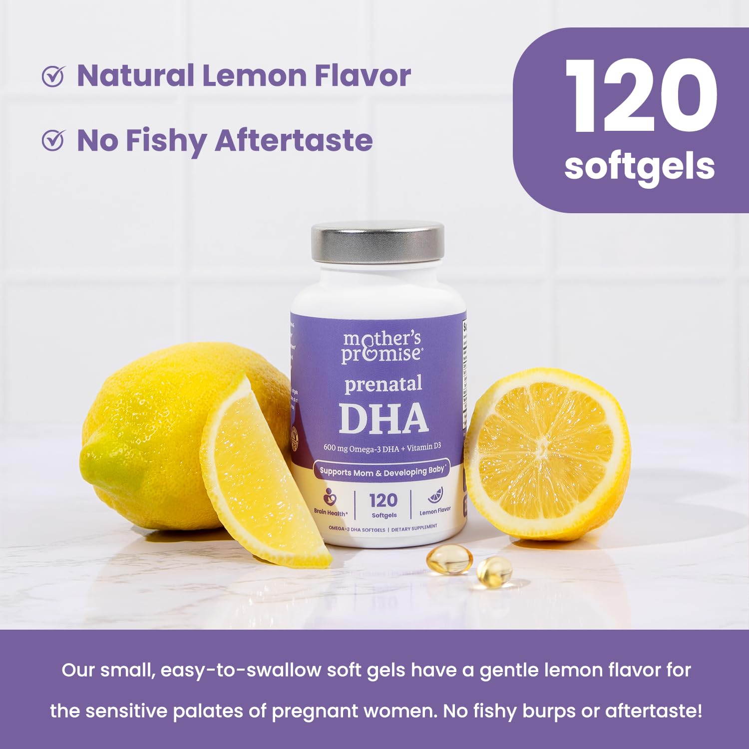 Prenatal DHA for Women 600mg + 400 IU Vitamin D3 | 120 Softgels | Supports Brain Health | Triglyceride Omega 3 Fish Oil DHA Prenatal Vitamins for Pregnancy & Nursing | 300mg per Capsule Mother's PromiseBuy Supplements Australia