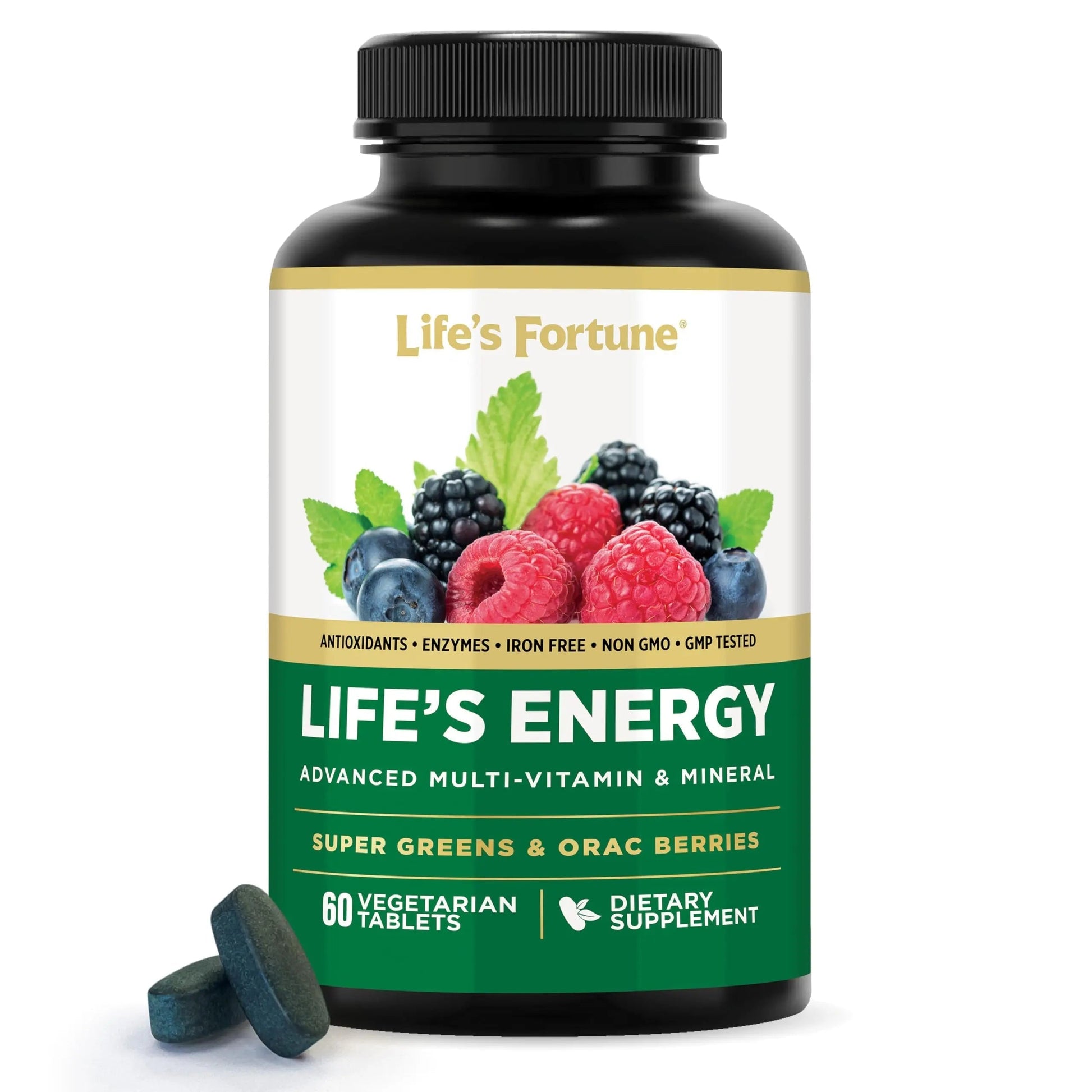 Life's Energy Advanced Daily Multivitamin for Men & Women, Energy and Immune Support Supplement with Super Greens, Antioxidants, Enzymes Life's Fortune