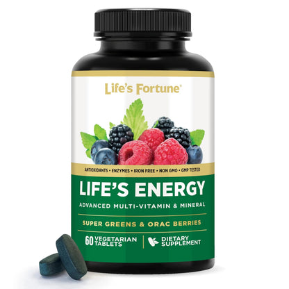 Life's Energy Advanced Daily Multivitamin for Men & Women, Energy and Immune Support Supplement with Super Greens, Antioxidants, Enzymes Life's Fortune