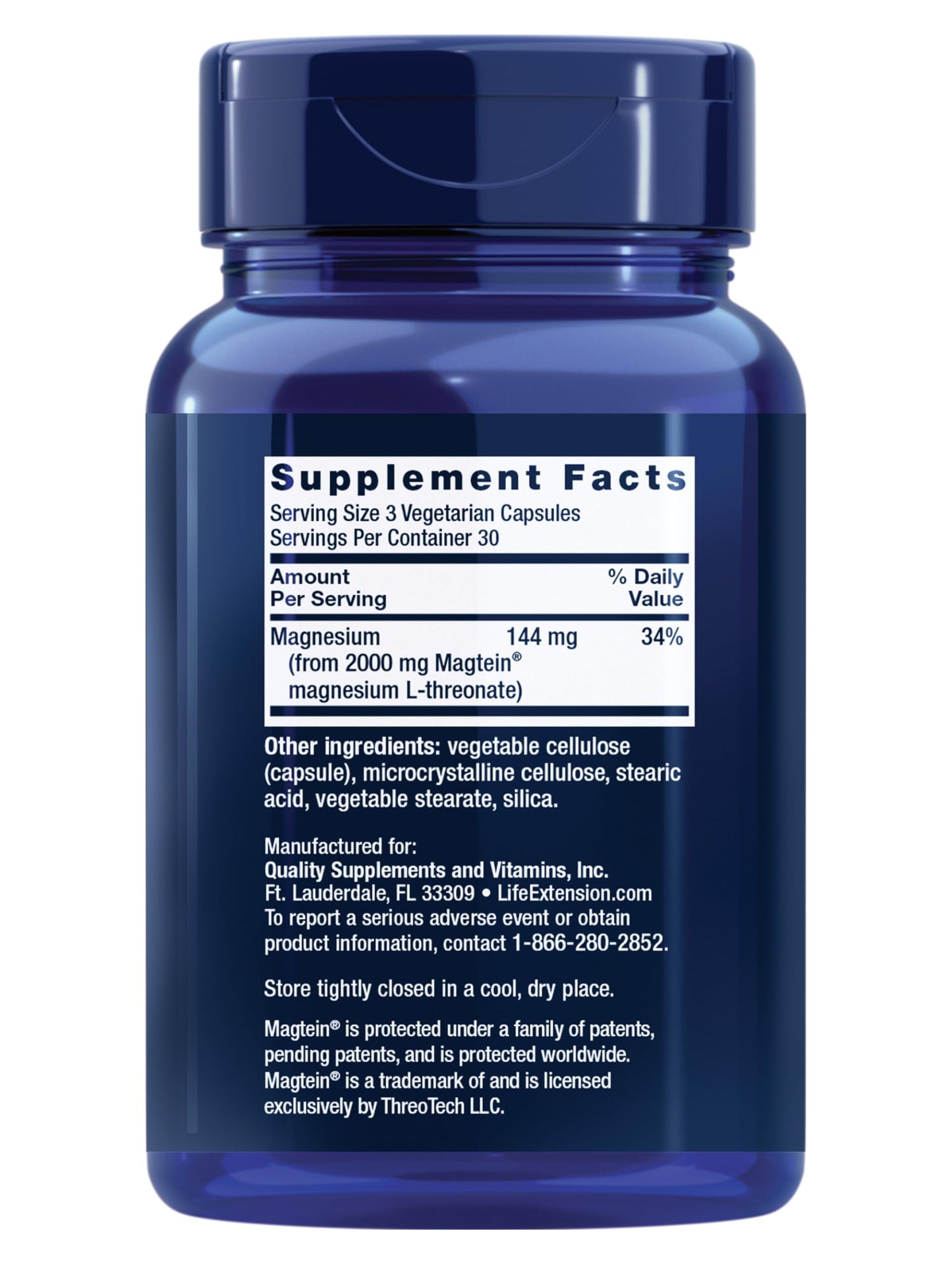 Life Extension Neuro-Mag Magnesium L-Threonate, Memory Health, Quick Thinking, Cognitive Health Support, Vegetarian, Non-GMO, 90 Vegetarian Capsules