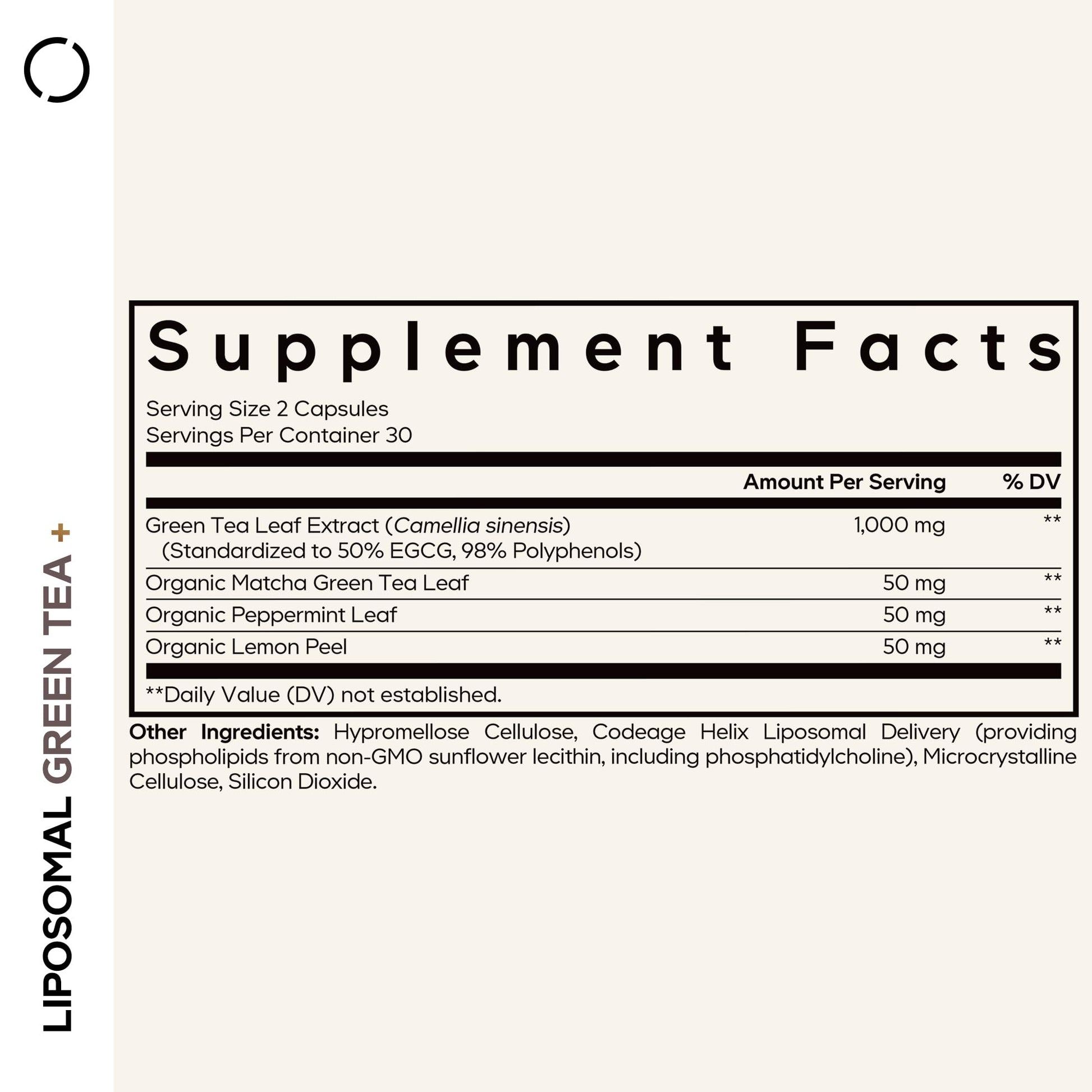 Codeage Liposomal Green Tea+ EGCG 50% Green Tea Extract, Organic Matcha Green Powder, Peppermint Leaf, Lemon Peel, Liposomal Delivery - Vegan Pils Supplement - Non-GMO - 60 Capsules CodeageBuy Supplements Australia