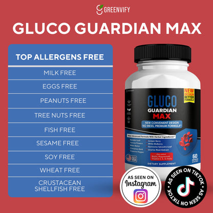 GREENVIFY Gluco Guardian Max Advanced Wellness Support Capsules – Vitamin, Mineral, and Herbal Supplement with Magnesium, Vitamin C, Zinc, and Banaba Leaf – Non-GMO, Gluten-Free – 60 Capsules (1) GREENVIFYBuy Supplements Australia