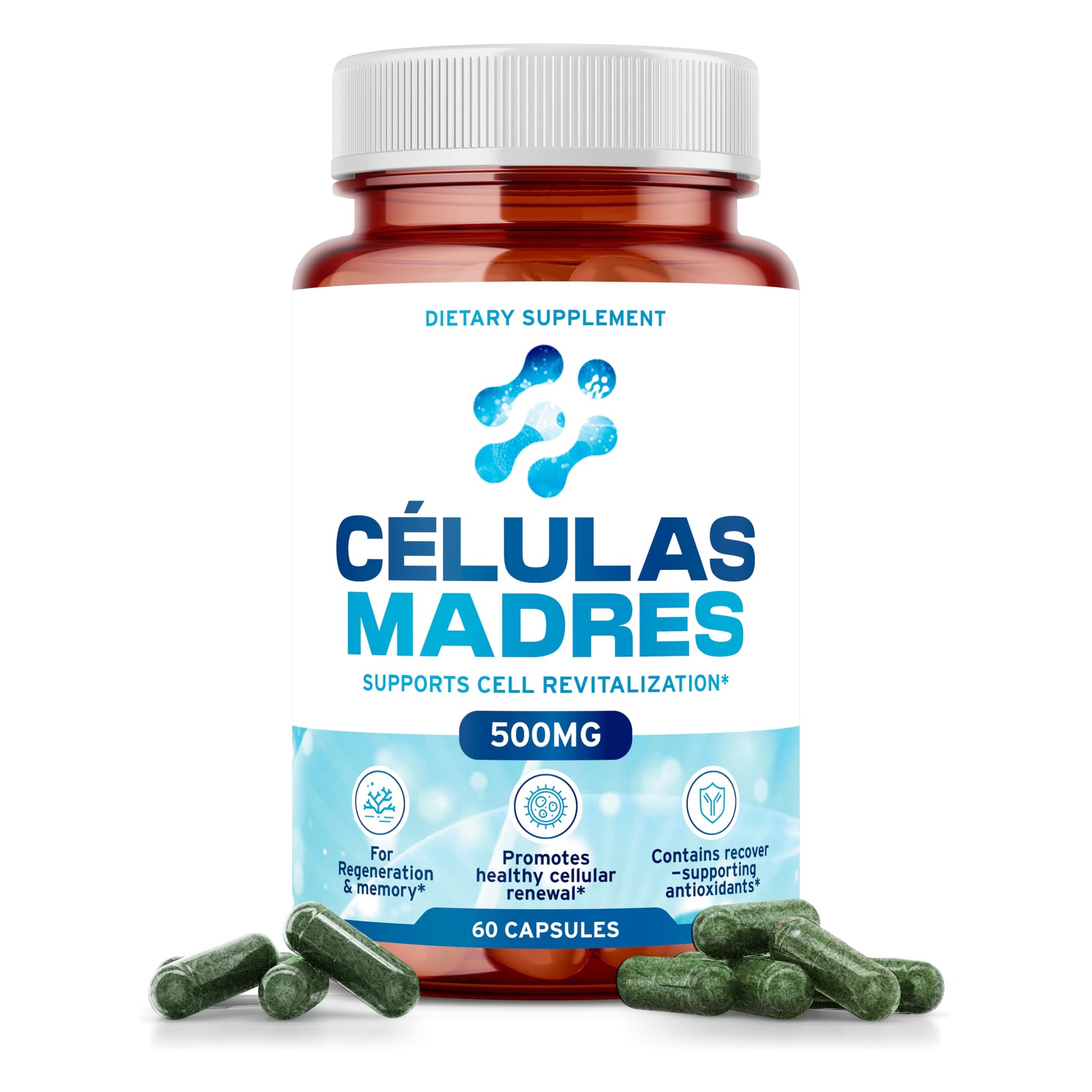 Stem Cell Supplements 500mg (60 Cap) Natural Anti-Aging & Longevity Support with Spirulina & Chlorella, Boost Cellular Renewal, Restore Youthful Energy, Reduce Joint Soreness – Celulas Madre AURA VITAMINSBuy Supplements Australia