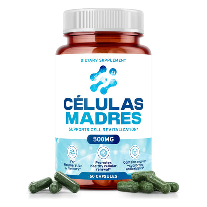 Stem Cell Supplements 500mg (60 Cap) Natural Anti-Aging & Longevity Support with Spirulina & Chlorella, Boost Cellular Renewal, Restore Youthful Energy, Reduce Joint Soreness – Celulas Madre AURA VITAMINSBuy Supplements Australia
