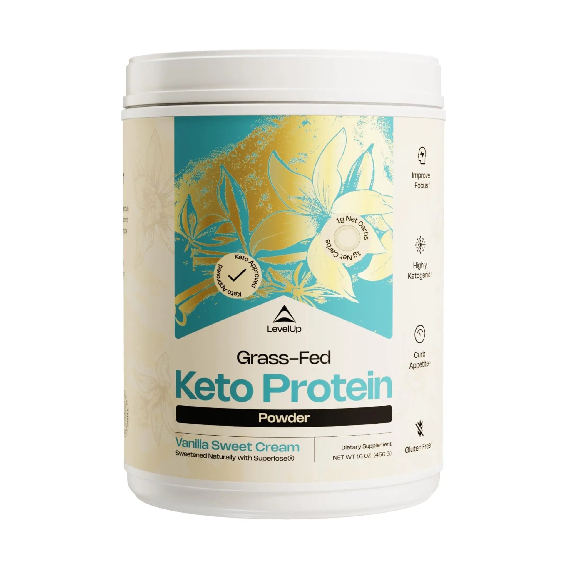 LevelUp Keto Protein, with Collagen Peptides, Energizing MCT, Whey Isolate Protein, Ketogenic Protein Powder Supplement - Vanilla Sweet Cream LevelUpBuy Supplements Australia
