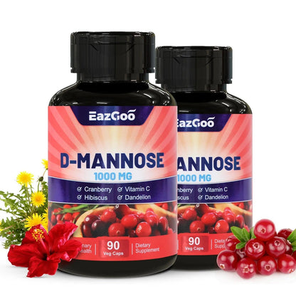 EAZGOO D-Mannose Supplement – 1000mg Capsules with Cranberry, Vitamin C, Hibiscus & Dandelion Extract, Support Urinary Health, D Mannose & Cranberry Capsules, 90 Count(Pack of 2) EAZGOOBuy Supplements Australia