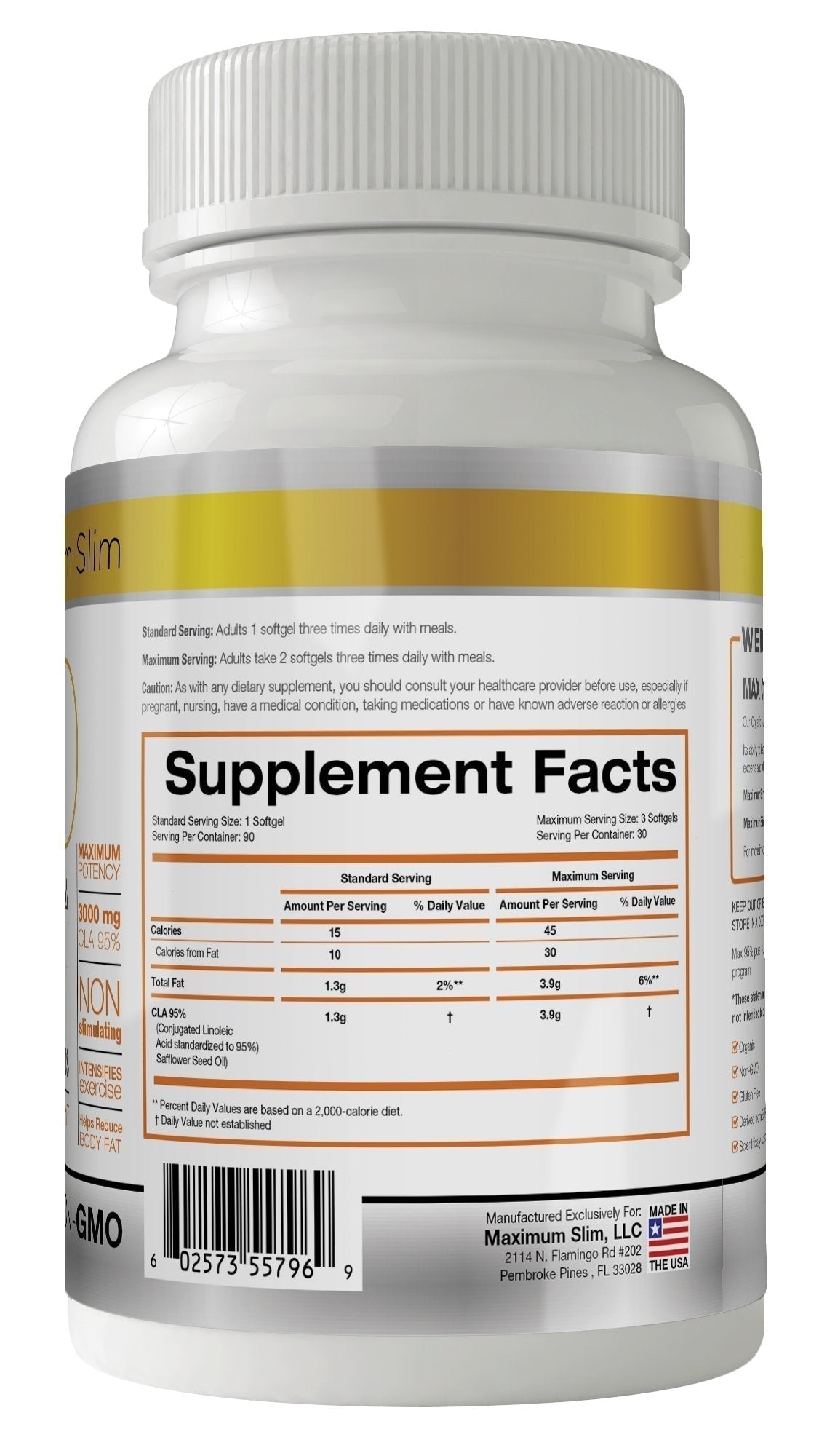 MAX CLA 3000, High Potency, Natural Weight Loss Exercise Enhancement, Increase Lean Maximum SlimBuy Supplements Australia