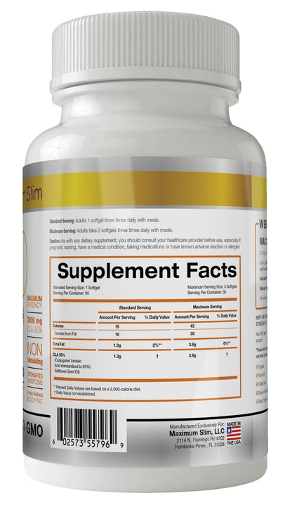 MAX CLA 3000, High Potency, Natural Weight Loss Exercise Enhancement, Increase Lean Maximum SlimBuy Supplements Australia