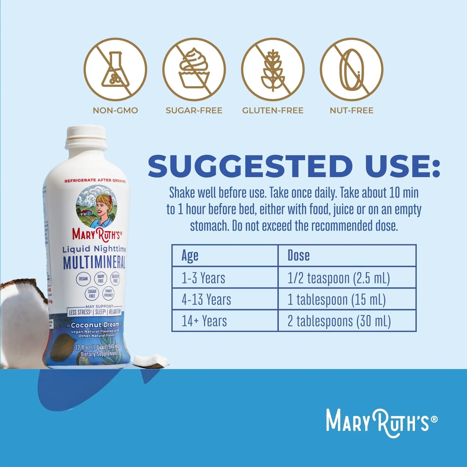 MaryRuth's Multivitamin Gummies for Women (Strawberry) & Liquid Nighttime Multimineral (Coconut, 32oz) | Clean Label Project Verified MARYRUTH'SBuy Supplements Australia
