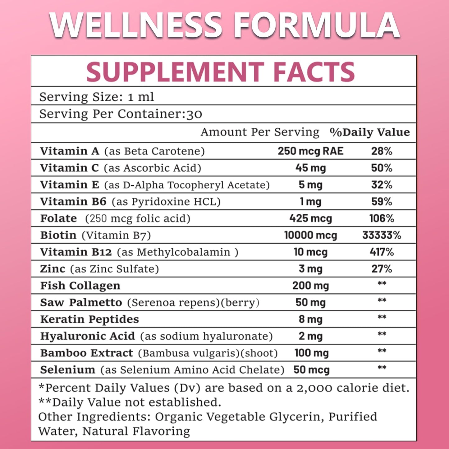 Pure Biotin 10000mcg Liquid Drop Optimal Solutions Hair Skin & Nails Vitamins Support w. Collagen Keratin Hyaluronic Acid Saw Palmetto, Biotin(Vitamin B7) for Hair Growth & Cellular Energy JUIWEFKKBuy Supplements Australia