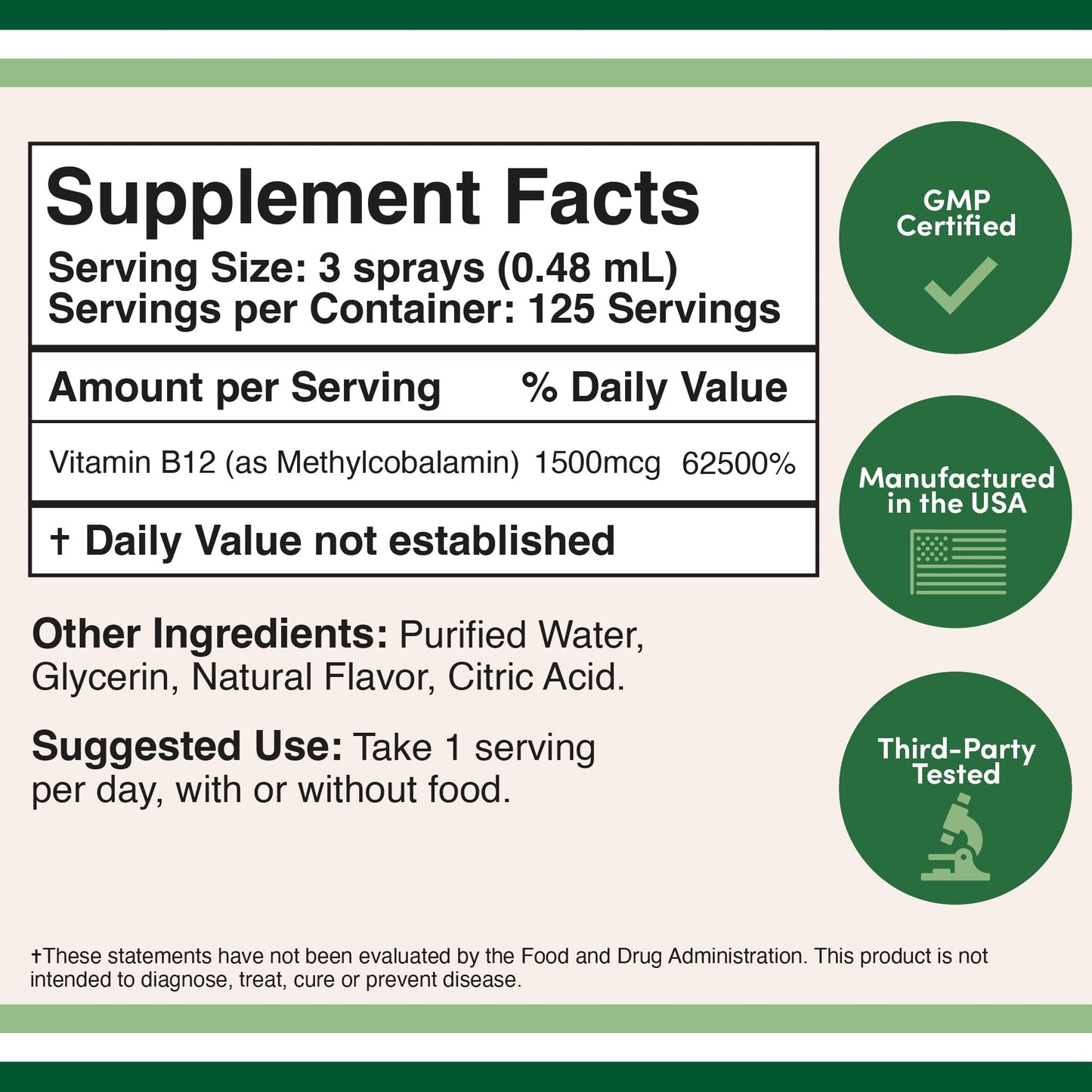 Vitamin B12 Sublingual Spray (2 Spray Dose of Vitamin 12 1000mcg, 3 Spray Serving Size Double Wood SupplementsBuy Supplements Australia