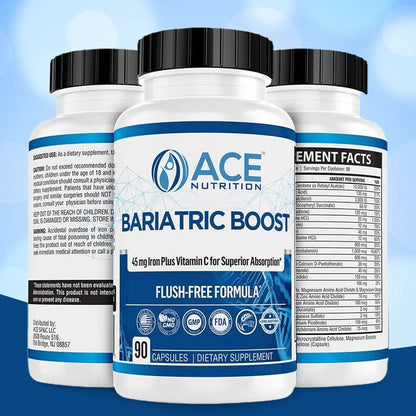 Bariatric Boost One-A-Day Multivitamin 90 Day Supply with 45mg Iron Post Gastric Bypass Sleeve Surgery | Non-GMO, Gluten Free, Bariatric Multivitamin Made in USA | ACE NUTRITIONBuy Supplements Australia