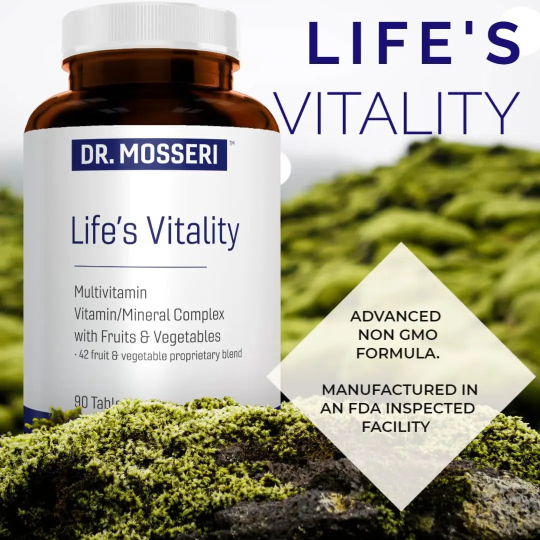 DR. MOSSERI Life's Vitality Vegan Multivitamin for Men & Women – Non-GMO Formula with 42 Fruits and Vegetables, Daily Multivitamin and Mineral Complex DR. MOSSERIBuy Supplements Australia