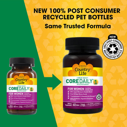 Country Life Women’s Core 1 Daily Multivitamin with Iron, Cranberry, Probiotics, and Digestive Enzymes-Certified Gluten-Free Formula for Energy, Immune Support and Complete Digestive Health,60 Tablets Country LifeBuy Supplements Australia