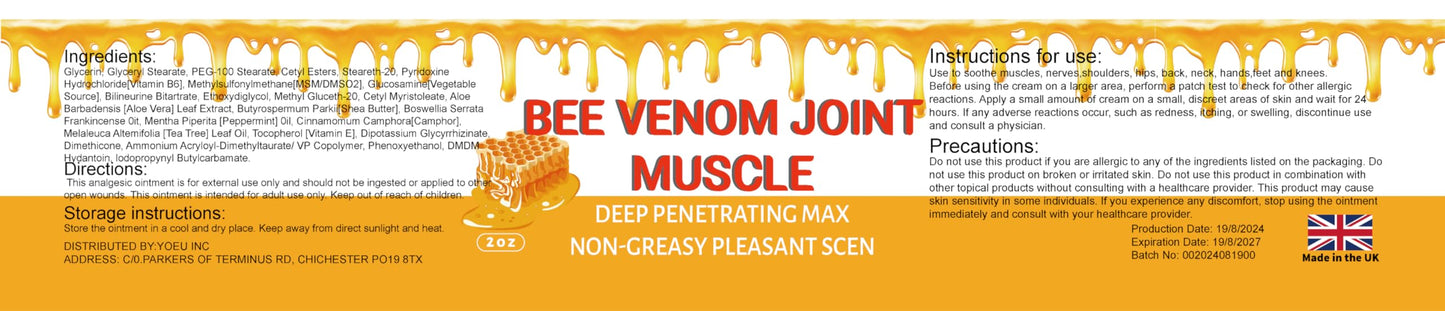 MRBOOHINET Organic Bee Venom Therapy Serum, Professional Joint & Muscle & Bone Release Cream - 24 Hour Soothing Effective Release for Back, Neck, Hand, Foot, Knee, Muscle, Shoulder, Hip, Nerve MRBOOHINETBuy Supplements Australia