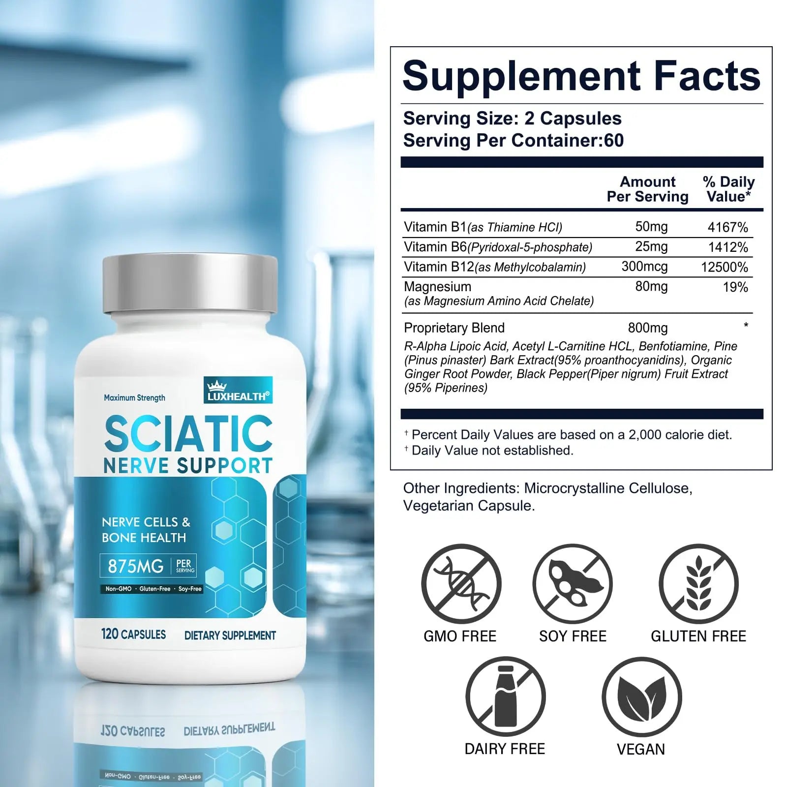 Sciatic Nerve Support Supplement, 120 Capsules Nerve Savior for Neuropathy, Premium Formula with Natural Botanical & Vitamin Complex VivaherbalBuy Supplements Australia